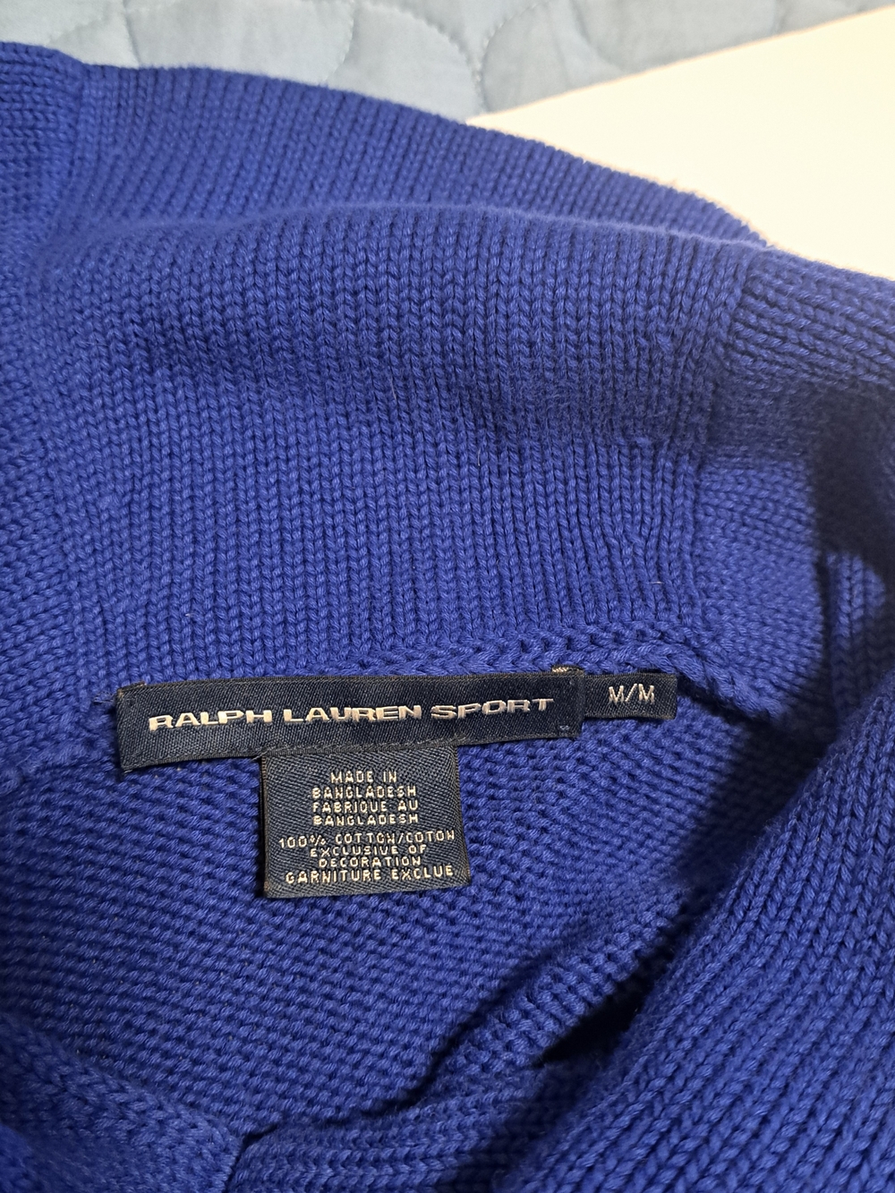 Ralph Lauren Sport Royal Blue Shawl Sweater Cotton Women's Medium